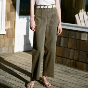 Free People Green High Rise Wide  Leg Cropped Jeans 4